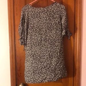 h&m brown and white flower print dress